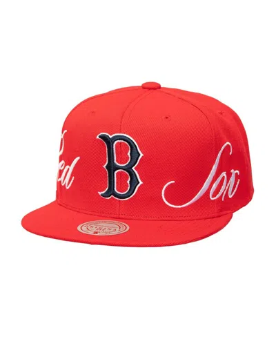 Mitchell & Ness Men's Red Boston Red Sox Just Don X Mlb Lux Script Snapback Hat