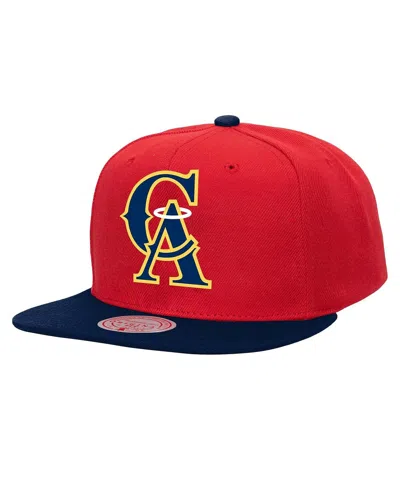 Mitchell & Ness Men's Red California Angels Cooperstown Collection Basic Flip Snapback Hat
