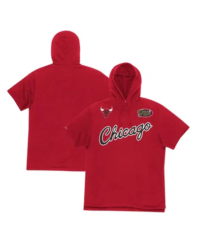 Mitchell & Ness Men's Lightweight Short Sleeve Hoodie Nba Game Day French Terry Hoodie Hardwood Classics Chibul In Red