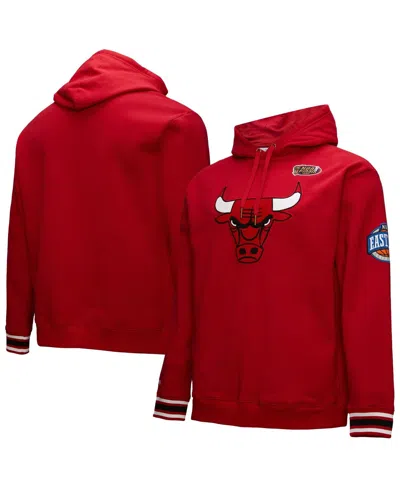 Mitchell & Ness Men's Red Chicago Bulls Hardwood Classics Chainstitch Vintage Heavyweight Pullover Hoodie