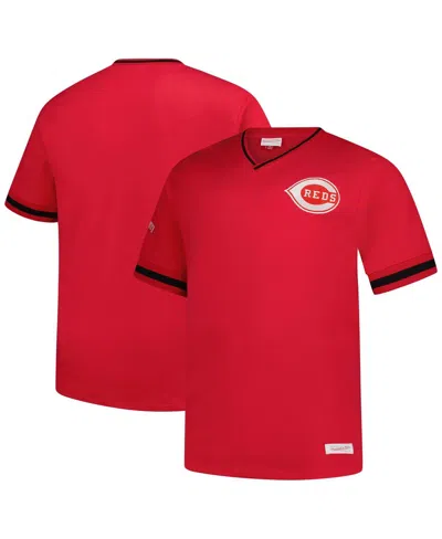 Mitchell & Ness Men's Red Cincinnati Reds Big Tall V-neck T-shirt