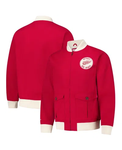 Mitchell & Ness Men's Red Detroit Red Wings Vintage Coaches Cotton Twill Full-zip Jacket