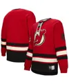 Mitchell & Ness Men's Red New Jersey Devils Heritage Lace-up Pullover Sweatshirt In Red