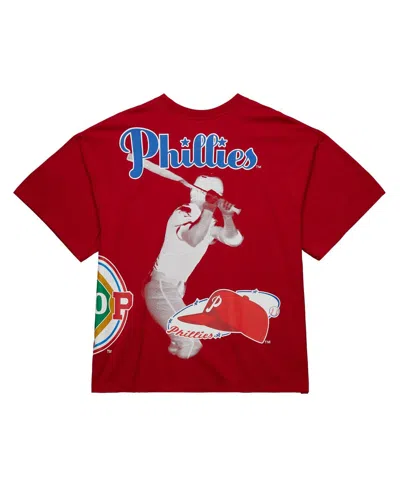 Mitchell & Ness Men's Red Philadelphia Phillies Cooperstown Collection Logo Blast T-shirt