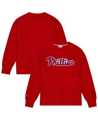 Mitchell & Ness Men's Red Philadelphia Phillies Playoff Win Vintage 2.0 Pullover Sweatshirt