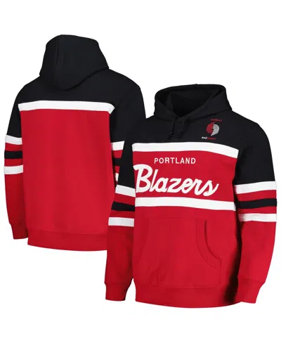 Mitchell & Ness Men's Red/black Portland Trail Blazers Head Coach Pullover Hoodie In Red,black