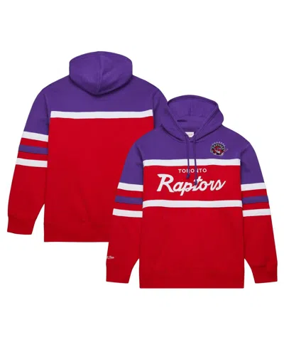 Mitchell & Ness Men's Red/purple Toronto Raptors Head Coach Pullover Hoodie In Red,purple
