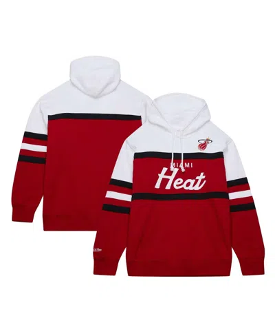Mitchell & Ness Men's Red/white Miami Heat Head Coach Pullover Hoodie In Red,white