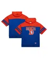 Mitchell & Ness Men's Royal Denver Broncos Off Field Vintage Logo Short Sleeve Pullover Hoodie In Royal