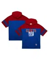 Mitchell & Ness Men's Royal New York Giants Off Field Vintage-like Logo Short Sleeve Pullover Hoodie In Royal