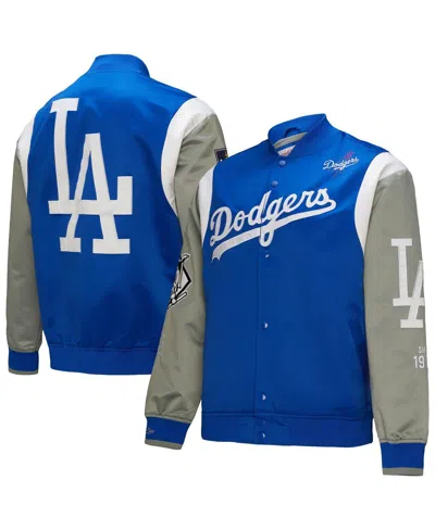 Mitchell & Ness Men's Royal/gray Los Angeles Dodgers Cooperstown Collection Team Origins Satin Full-snap Jacket In Royal,gray