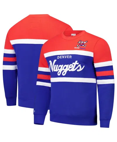 Mitchell & Ness Men's Royal/red Denver Nuggets Hardwood Classics Vintage Logo Head Coach Pullover Sweatshirt In Royal,red