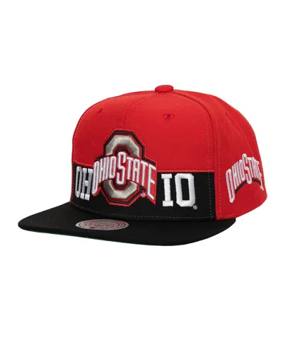 Mitchell & Ness Men's Scarlet/black Ohio State Buckeyes Half N Half Snapback Hat In Scarlet,black