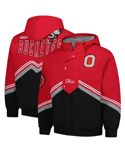 Mitchell & Ness Men's Scarlet/black Ohio State Buckeyes Throw It Back Retro Full-zip Windbreaker Jacket In Scarlet,black