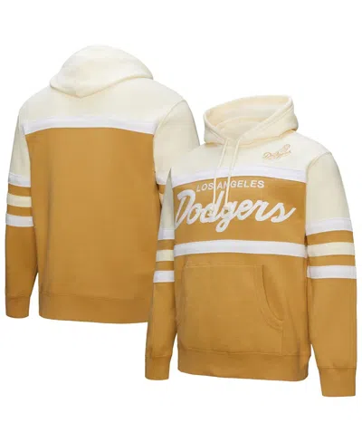 Mitchell & Ness Men's Tan/cream Los Angeles Dodgers Head Coach Pullover Hoodie In Multi