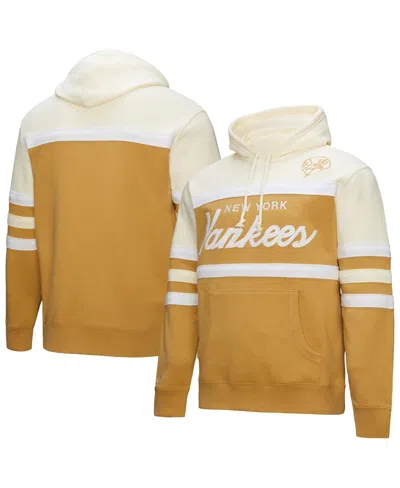 Mitchell & Ness Men's Tan/cream New York Yankees Head Coach Pullover Hoodie In Multi