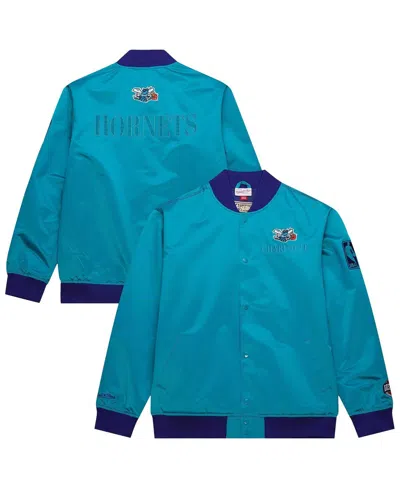Mitchell & Ness Men's Teal Charlotte Hornets Hardwood Classics Team Og 3.0 Lightweight Satin Full-snap Jacket In Blue