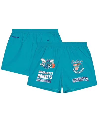 Mitchell & Ness Men's Teal Charlotte Hornets Woven Shorts
