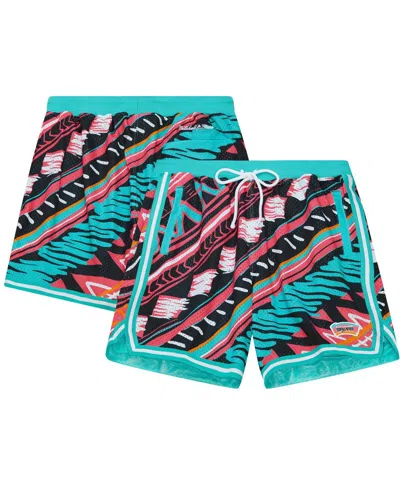Mitchell & Ness Men's Teal San Antonio Spurs Game Day Pattern Shorts In Turquoise