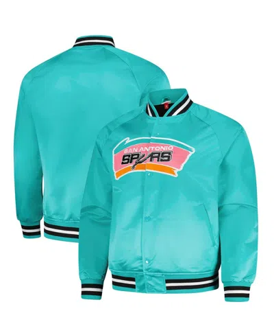 Mitchell & Ness Men's Teal San Antonio Spurs Hardwood Classics Throwback Wordmark Raglan Full-snap Jacket