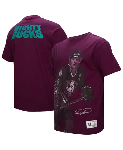 Mitchell & Ness Teemu Selanne Purple Anaheim Ducks Ultimate Player Vintage Logo T-shirt