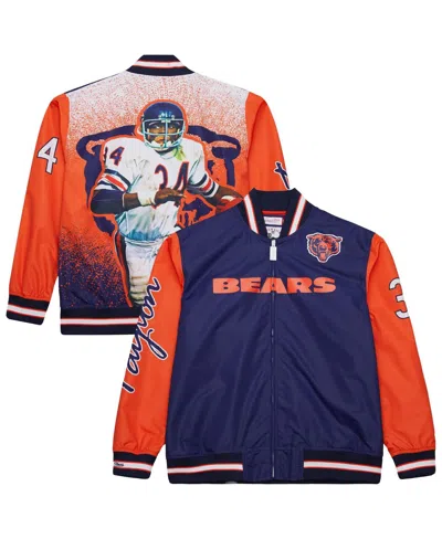 Mitchell & Ness Men's Walter Payton Navy Chicago Bears Retired Player Graphic Full-zip Satin Jacket