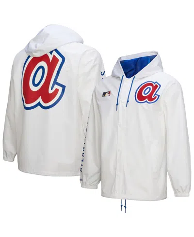 Mitchell & Ness White Atlanta Braves Vintage Full-snap Hooded Coaches Jacket