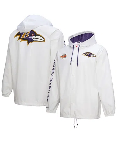 Mitchell & Ness White Baltimore Ravens Vintage Logo Coaches Full-snap Hoodie Jacket