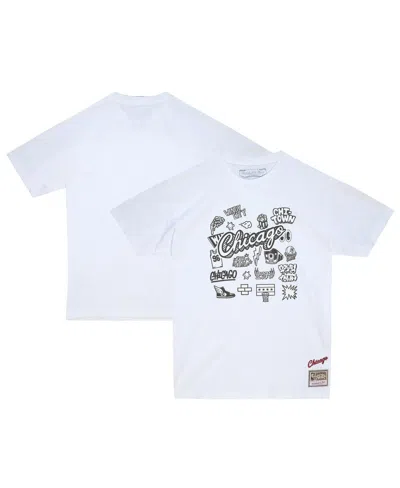 Mitchell & Ness Men's White Chicago Bulls Hardwood Classics Doodle T-shirt