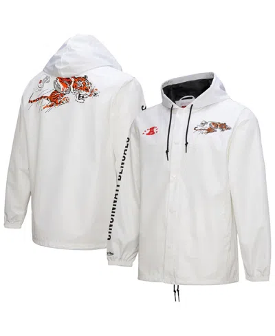 Mitchell & Ness Men's White Cincinnati Bengals Vintage Logo Coaches Full-snap Hoodie Jacket