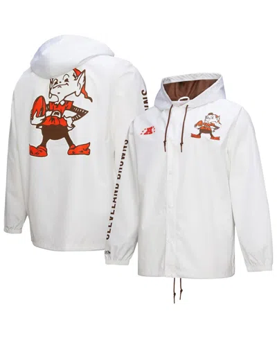 Mitchell & Ness Men's White Cleveland Browns Vintage Logo Coaches Full-snap Hoodie Jacket