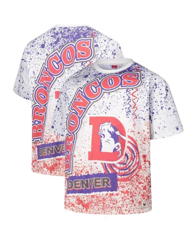 Mitchell & Ness Men's White Denver Broncos Big Tall Allover Print T-shirt