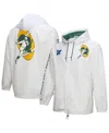 Mitchell & Ness Men's White Green Bay Packers Vintage Logo Coaches Full-snap Hoodie Jacket In White