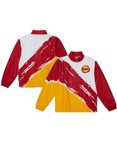 Mitchell & Ness Men's White Houston Rockets Paintbrush Full-zip Windbreaker Jacket