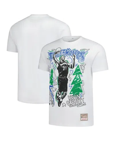 Mitchell & Ness Kevin Garnett White Minnesota Timberwolves Hardwood Classics Chalked Up T-shirt