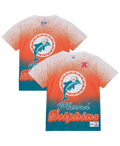 Mitchell & Ness Men's White Miami Dolphins Team Burst Vintage Logo T-shirt