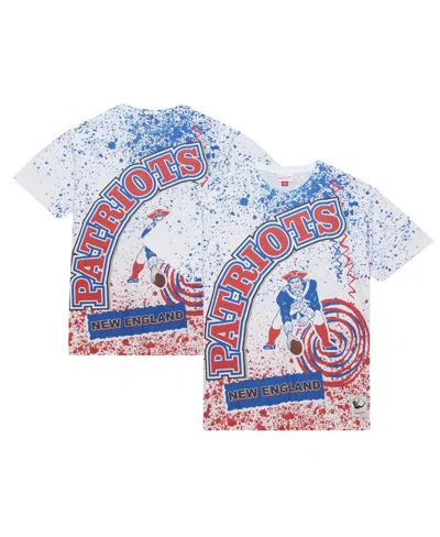 Mitchell & Ness Men's White New England Patriots Big Tall Allover Print T-shirt