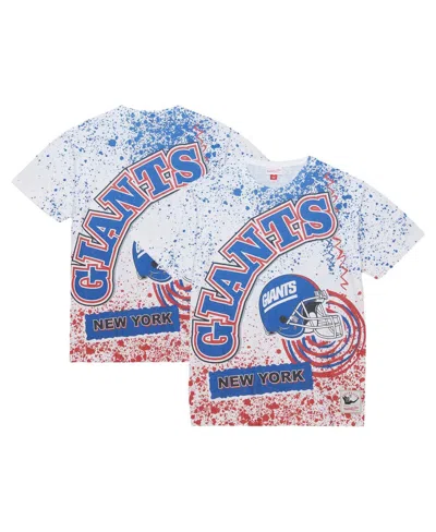 MITCHELL & NESS MEN'S WHITE NEW YORK GIANTS BIG TALL ALLOVER PRINT T-SHIRT