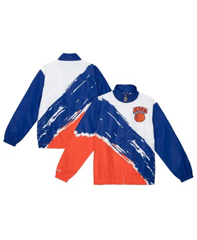 Mitchell & Ness Men's White New York Knicks Paintbrush Full-zip Windbreaker Jacket