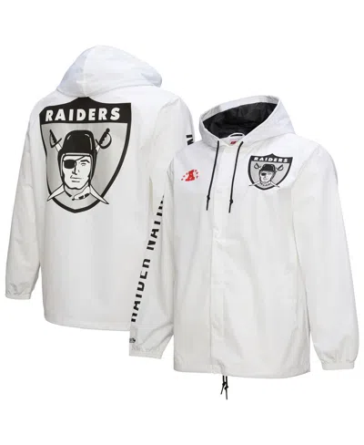Mitchell & Ness Men's White Oakland Raiders Vintage Logo Coaches Full-snap Hoodie Jacket