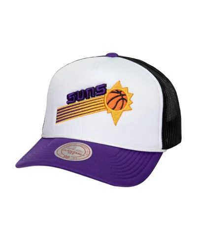 Mitchell & Ness Men's White Phoenix Suns Hardwood Classics Blocker Foam Front Trucker Snapback Hat