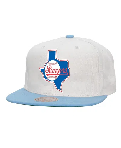 Mitchell & Ness Men's White Texas Rangers Cooperstown Collection Basic Flip Snapback Hat