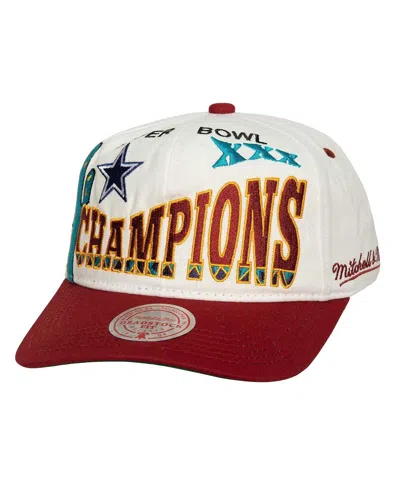 Mitchell & Ness Men's White/red Dallas Cowboys Super Bowl Champions Snapback Hat In White Red