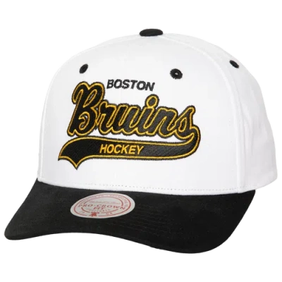 Mitchell & Ness Mens Boston Bruins  Bruins Tail Sweep Pro Vintage Snapback In White/black