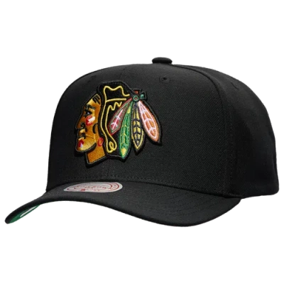 Mitchell & Ness Men's  Black Chicago Blackhawks Team Ground Pro Adjustable Hat In Black/red