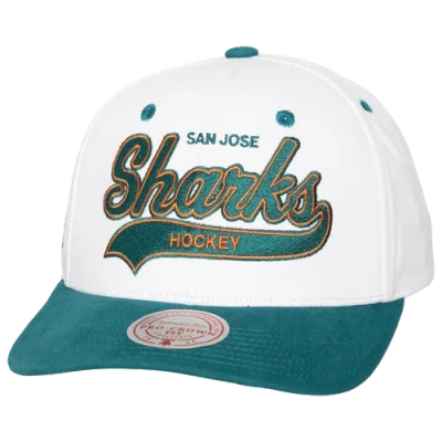 Mitchell & Ness Mens San Jose Sharks  Sharks Tail Sweep Pro Snapback In White/teal