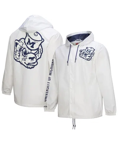 Mitchell & Ness Men's White Michigan Wolverines Coaches Full-snap Hoodie Jacket