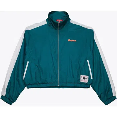 Mitchell & Ness Aqua Miami Dolphins Nylon Cropped Full-zip Jacket