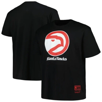 Mitchell & Ness Mitchell Ness Men's Black Atlanta Hawks Big Tall Hardwood Classics Vintage-like Logo T-shirt