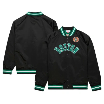 Mitchell & Ness Black Boston Celtics Big & Tall Hardwood Classics Wordmark Satin Raglan Full-zip Jac